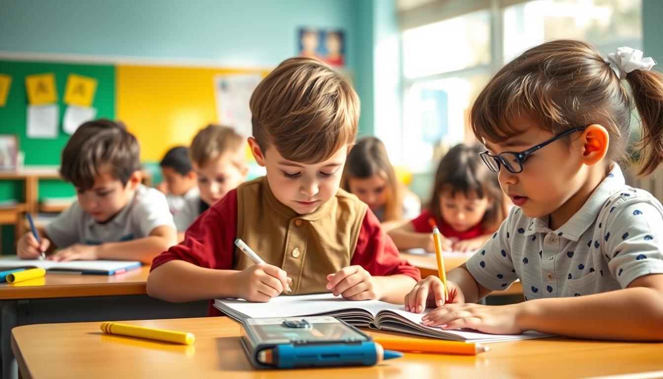 Student using learning strategies while studying