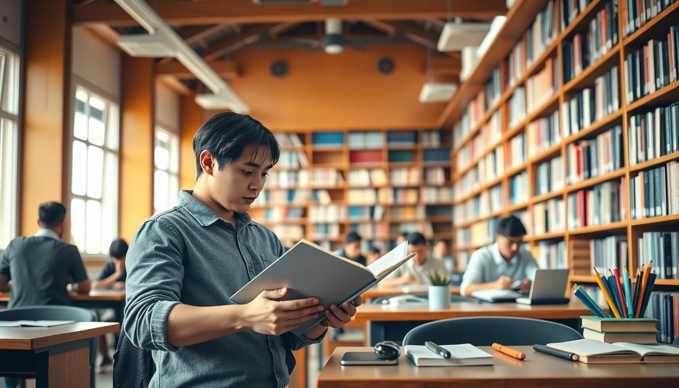 Student using a study guide to organize academic notes
