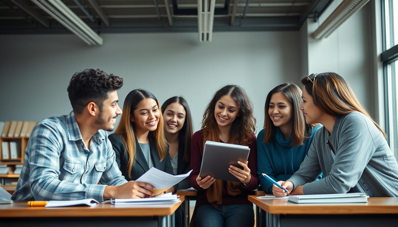 Students collaborating in study space